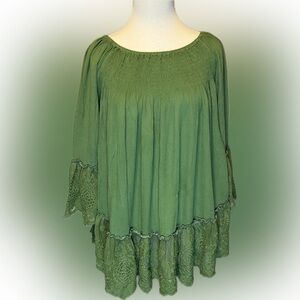 JODIFL Peasant Style Top Spring Green size S